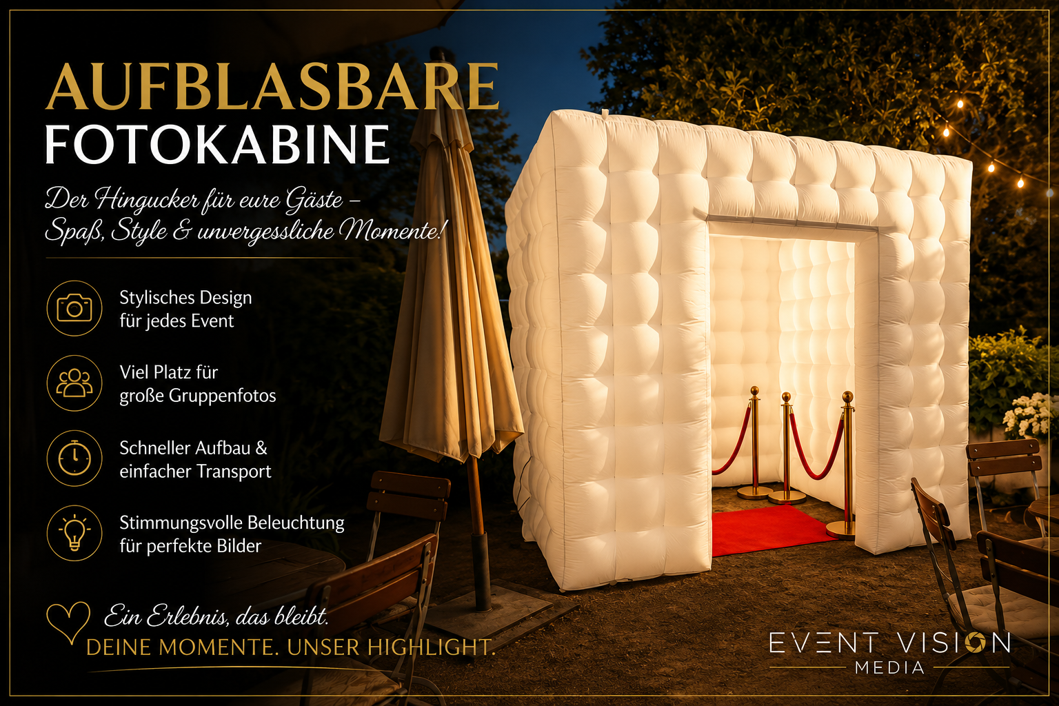Aufblasbare Fotokabine 2,5 × 2,5 × 2,5 m
