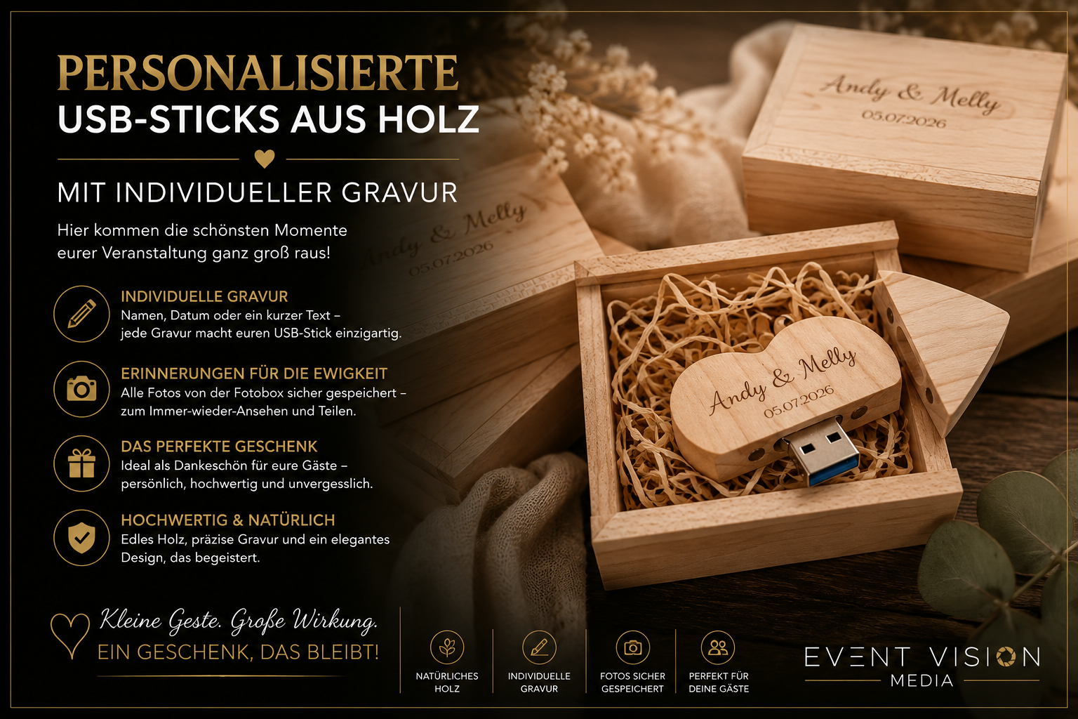 Personalisierter USB-Stick in Holzbox
